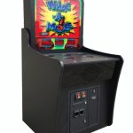 Custom black cabinet Whack a Mole Game from Arcade Party Rental in San Francisco