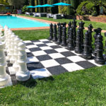 Giant Chess Game rental setup for event Woodside Arcade Party Rental