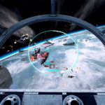 Star Wars flight simulator game screen shoot holiday party