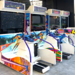 Alpine Racer and snowboard arcade games at Warriors San Francisco winter arcade party event rental