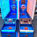 LED Hyper Shoot Arcade Game with corporate branding ready for a delivery to Moscone convention center in San Francisco from Arcade Party Rental