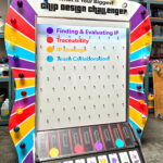 Custom branded Giant Plinko game on the way to Las Vegas trade show by Arcade Party Rental
