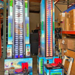 High Striker King of the Hammer arcade games branded for a gaming convention in Boston by Arcade Party Rental of San Francisco