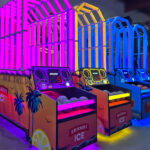 Hyper Shoot Basketball with LED lights and corporate promotional branding for Coachella Music Festival from Arcade Party Rental