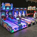 LED Ice Ball skeeball and Master Lane Bowling during filming of commercial in Los Angeles by Arcade Party Rental