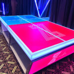 LED Lighted Ping Pong Table Tennis with custom graphics for a Bat Mitzvah party by Arcade Party Rental