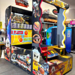 Connect 4 Hoops with custom branding ready for rental event in Los Angeles from Arcade Party Rental