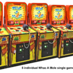 Five Whac a Mole arcade games ready for delivery for a corporate event to Silicon Valley Santa Clara by Arcade Party Rental