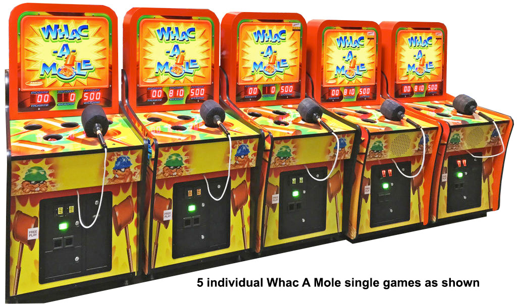 Five Whac a Mole arcade games ready for delivery for a corporate event to Silicon Valley Santa Clara by Arcade Party Rental