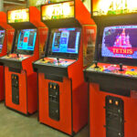 Five matching Tetris classic arcade game ready for corporate rental event Las Vegas Arcade Party Rental