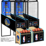 NBA Hoops Basketball LED arcade games linked for competition available for rent and lease from Arcade Party Rental San Francisco Los Angles