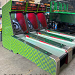 Skee-ball classic arcade game with corporate branding for promotional rental event in San Francisco by Arcade Party Rental