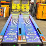 Skeeball classis arcade bowling lane customized for rental convention in Las Vegas from Arcade Party Rental