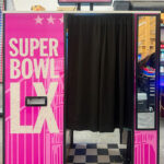 Wedding photo booth with custom branding for Super Bowl in Santa Clara from Arcade Party Rental