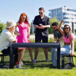 Sit Down Table Soccer outdoor game play in park or beach rental and hire available from Arcade Party Rental San Diego