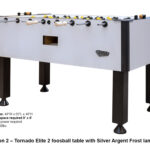 Tornado Elite 2 foosball table with Silver Argent Frost laminate for lease rent and hire for your next event party from Arcade Party Rental Los Angels Las Vegas