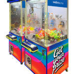 Wonder Claw Machine Prize Crane Game with custom corporate branding for trade show rental from Arcade Party Rental Las Vegas