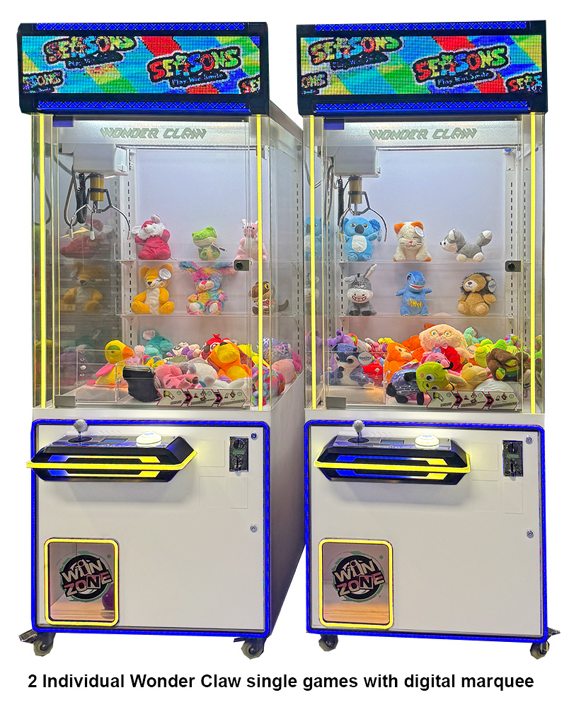 Wonder Claw Machine Prize Crane Game with modern cabinet design for rent lease or hire from Arcade Party Rental San Francisco San Jose